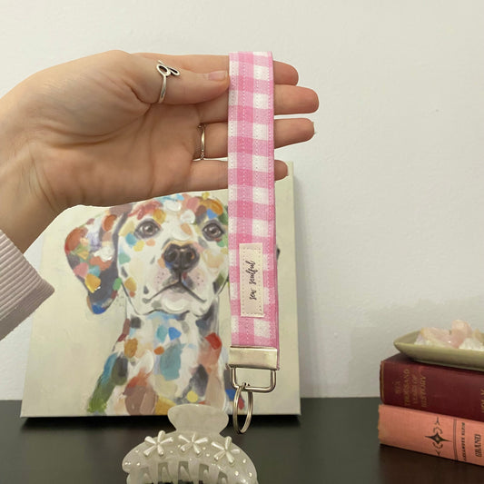 The Pink Gingham Wristlet Keychain