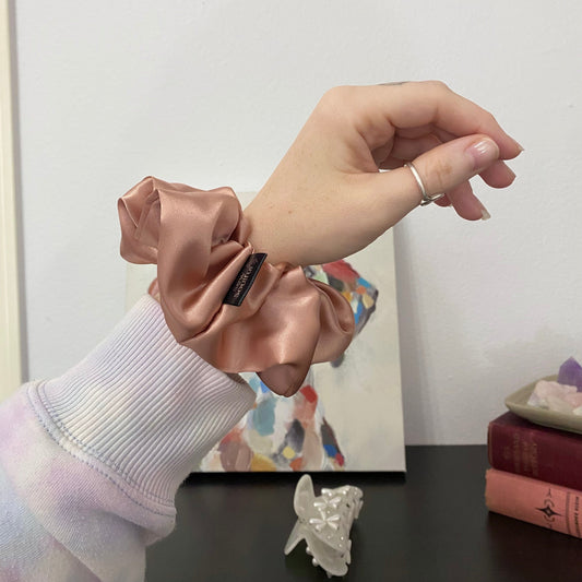 The Rose Gold Satin Scrunchie