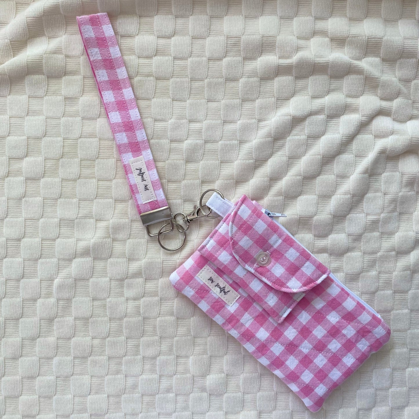 The Pink Gingham Small Wallet Keychain