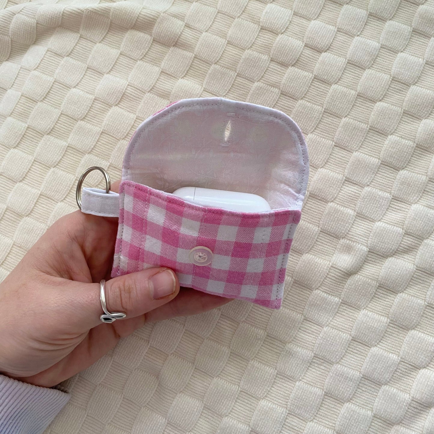 The Pink Gingham AirPods Case