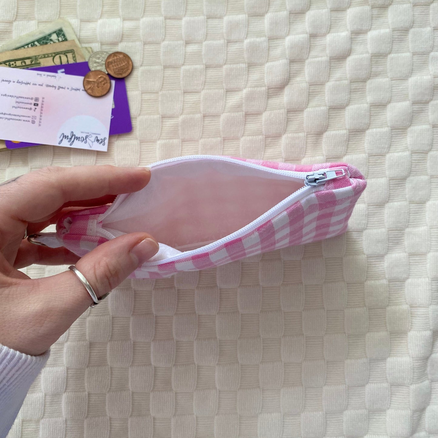 The Pink Gingham Small Wallet Keychain