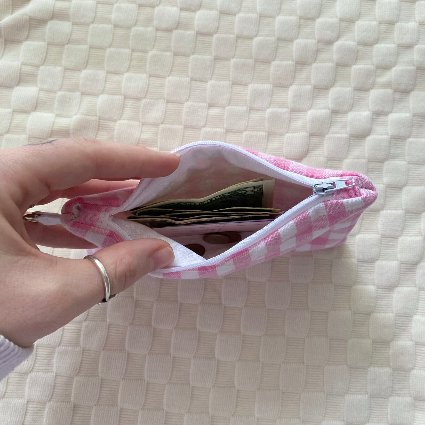 The Pink Gingham Small Wallet Keychain
