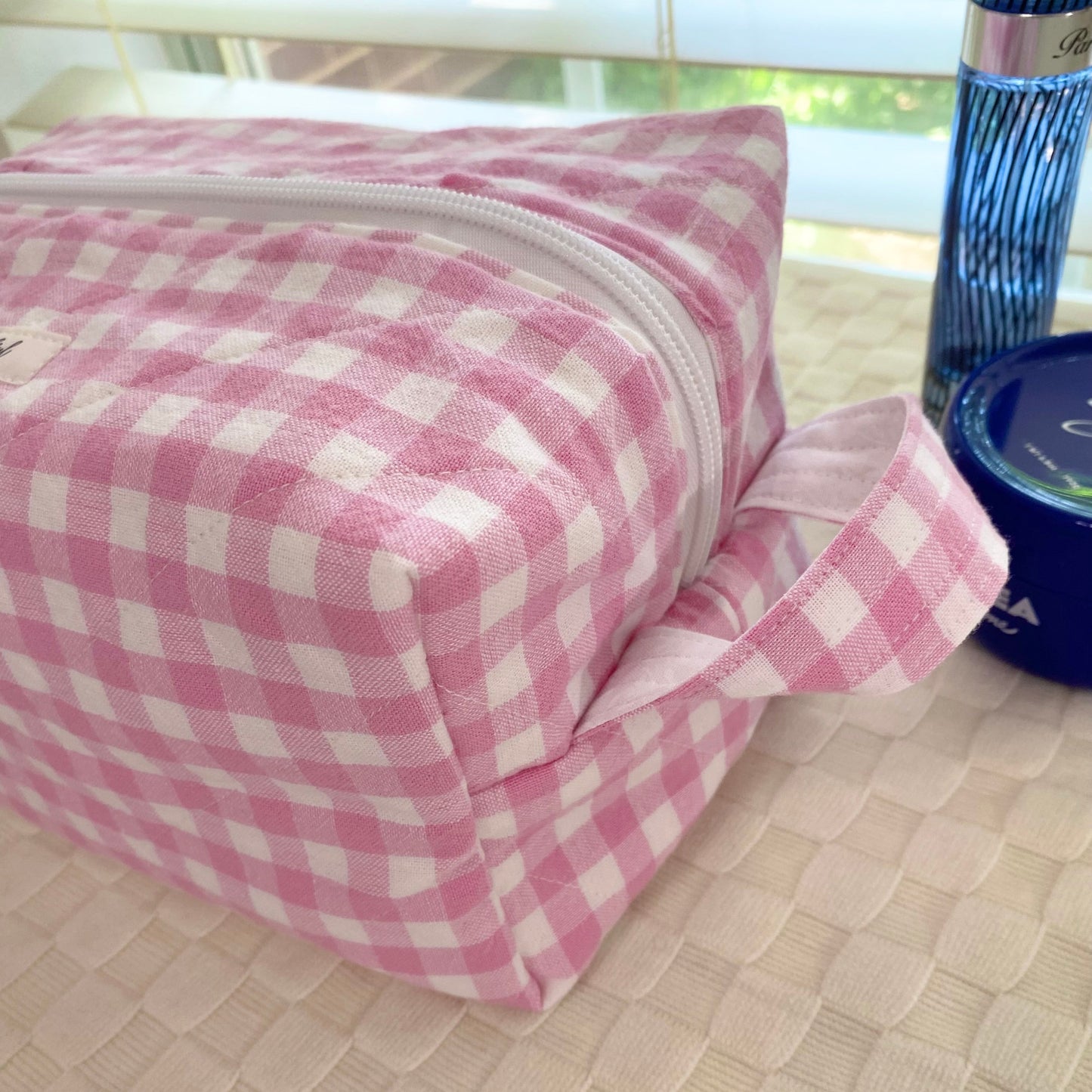 The Pink Gingham Makeup Bag