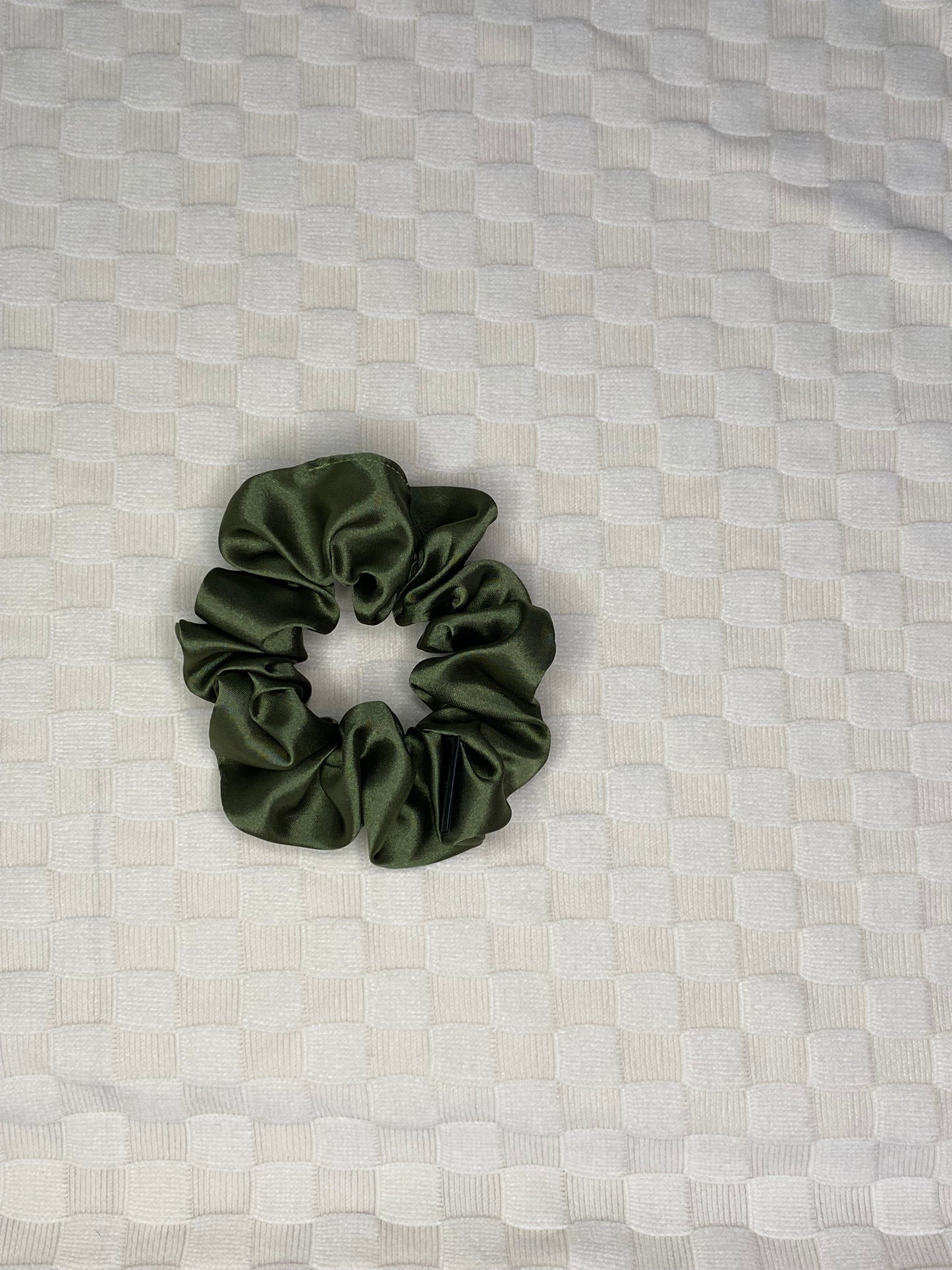 The Olive Satin Scrunchie