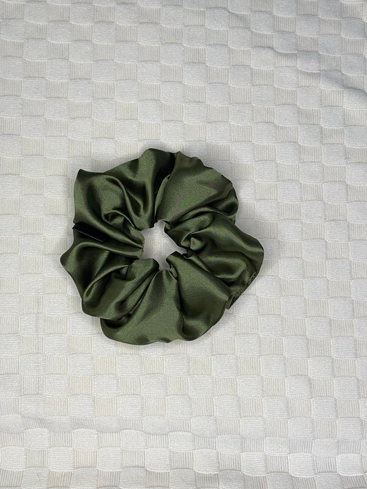 The Olive Satin Scrunchie