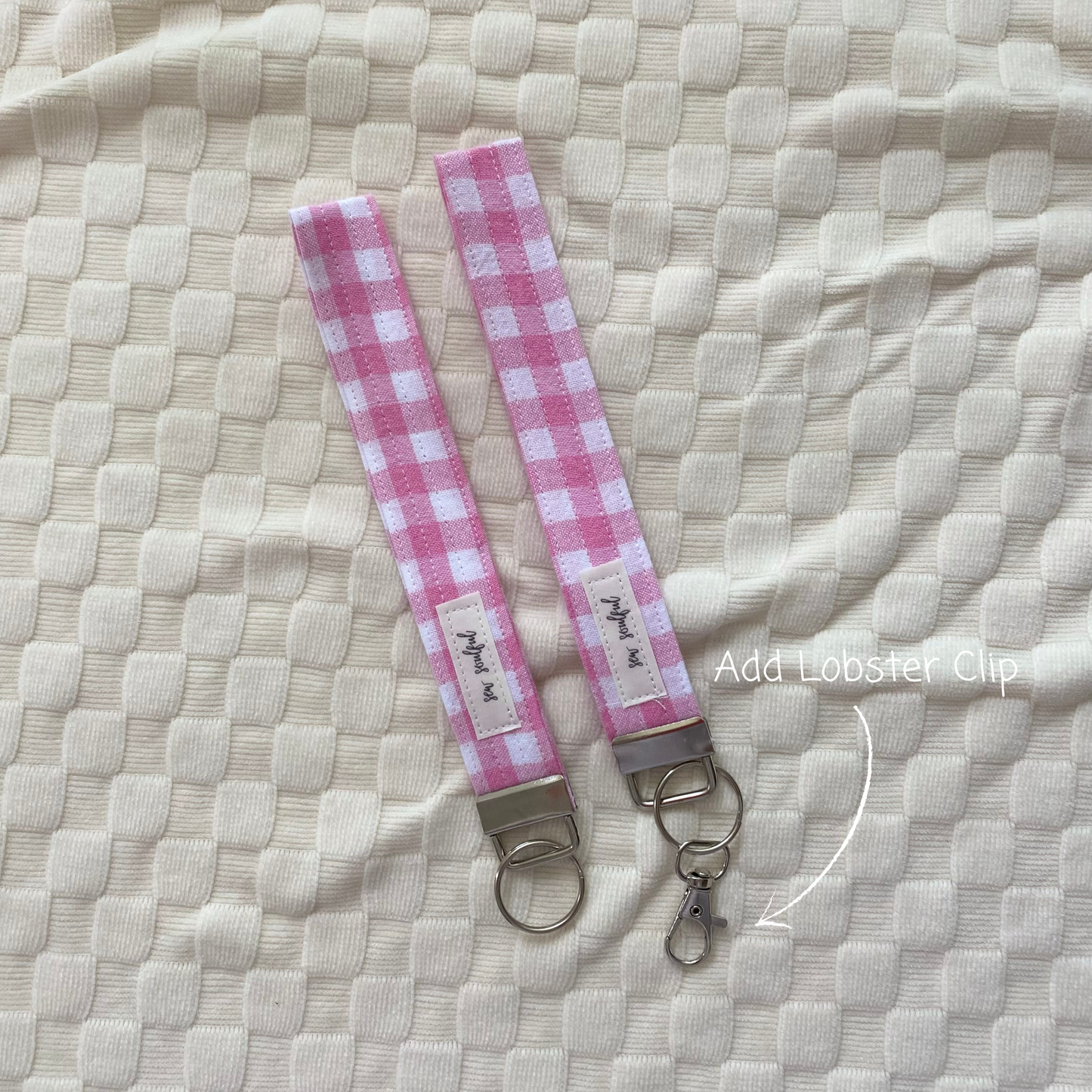 The Pink Gingham Wristlet Keychain