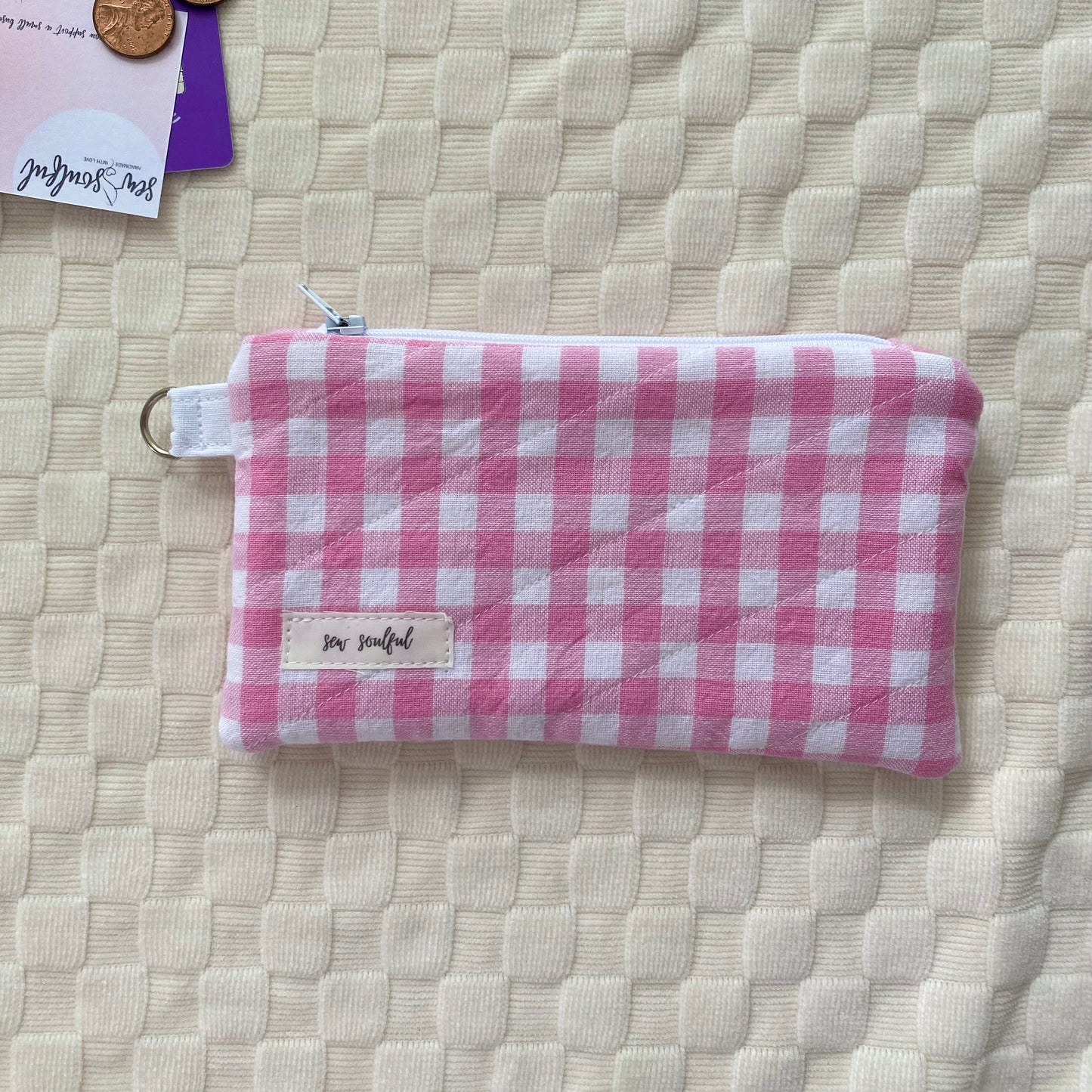 The Pink Gingham Small Wallet Keychain