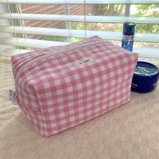 The Pink Gingham Makeup Bag