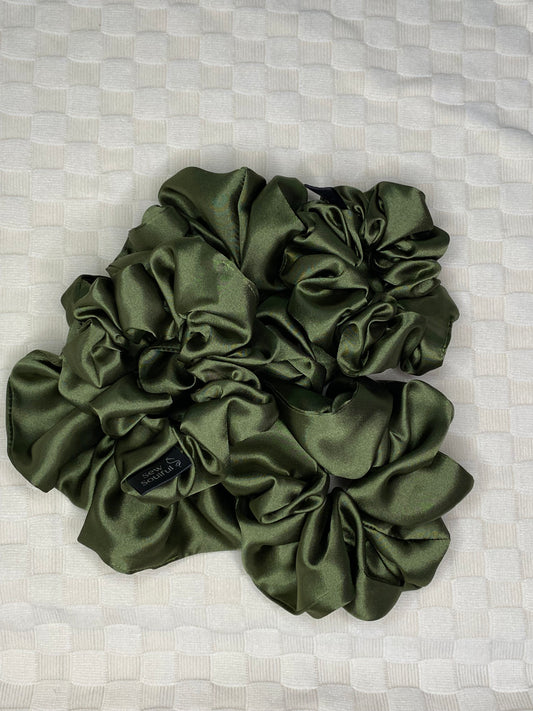 The Olive Satin Scrunchie