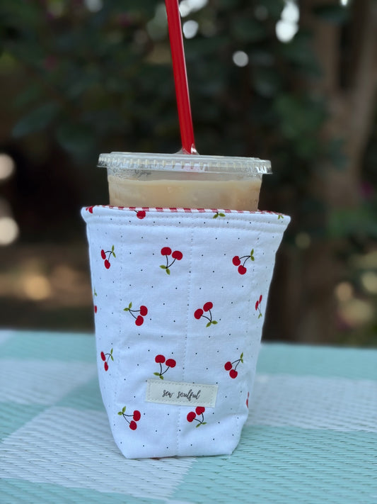 The Cheery Cherry Iced Coffee Cozy