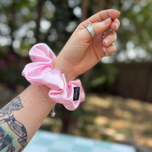The Princess Pink Satin Scrunchie