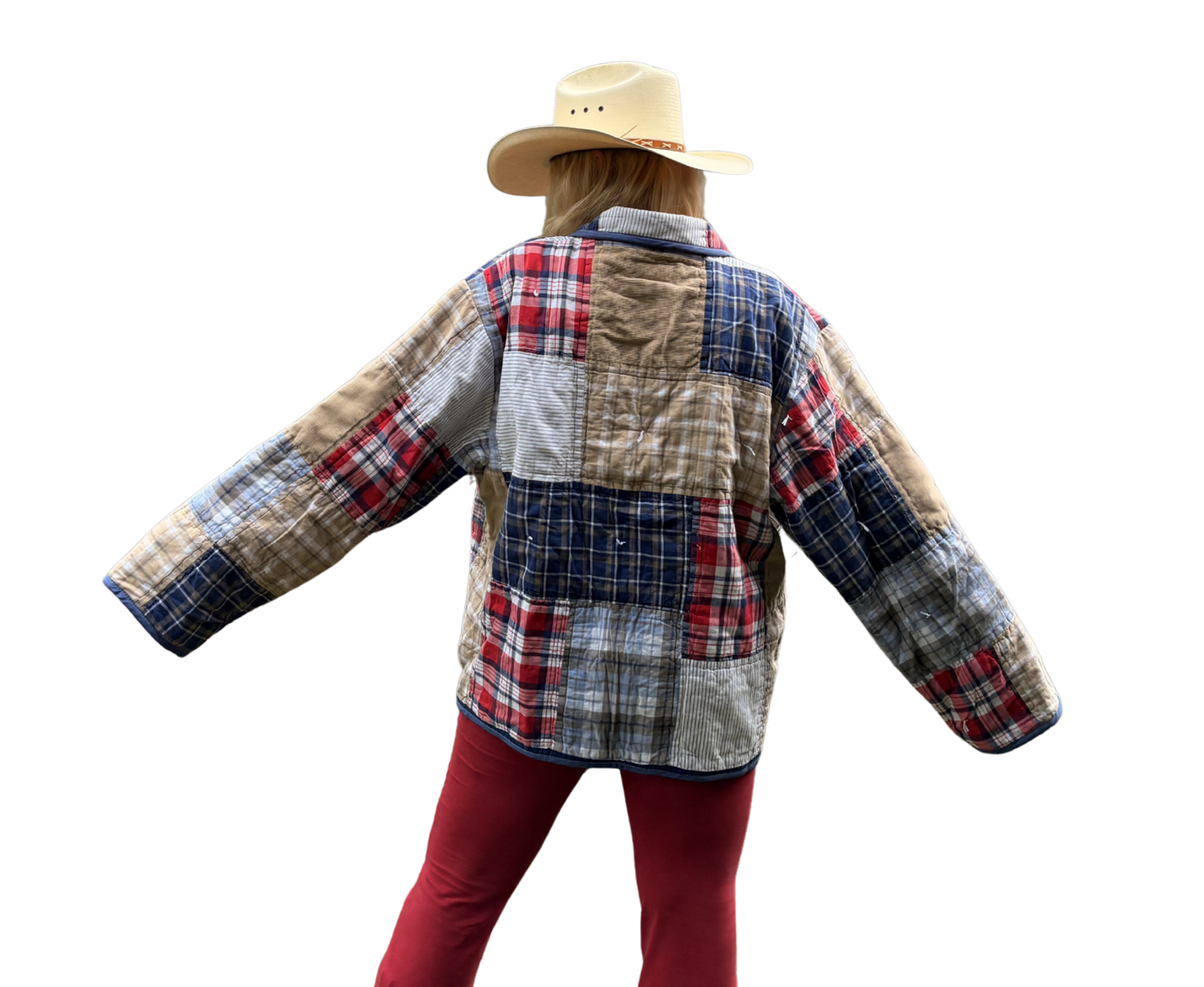 Plaid & Corduroy Patchwork Quilt Coat - XL