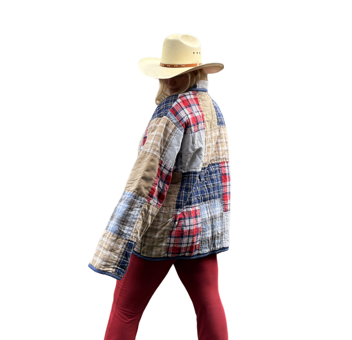 Plaid & Corduroy Patchwork Quilt Coat - XL