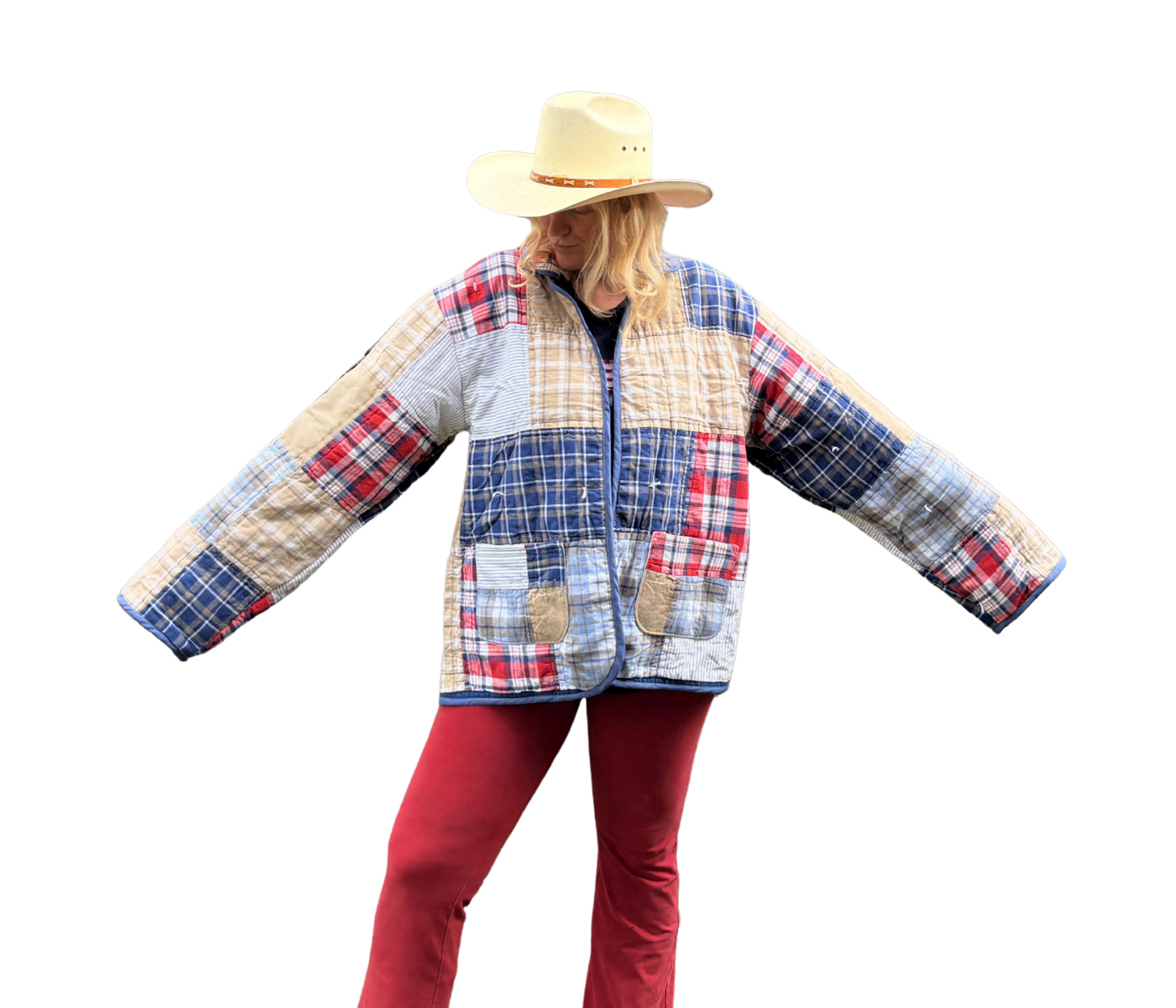 Plaid & Corduroy Patchwork Quilt Coat - XL
